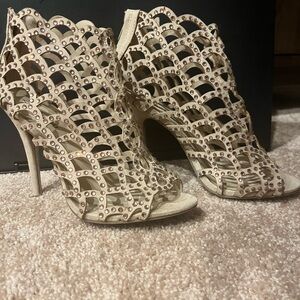 Elegant Cream Peep-Toe Heels